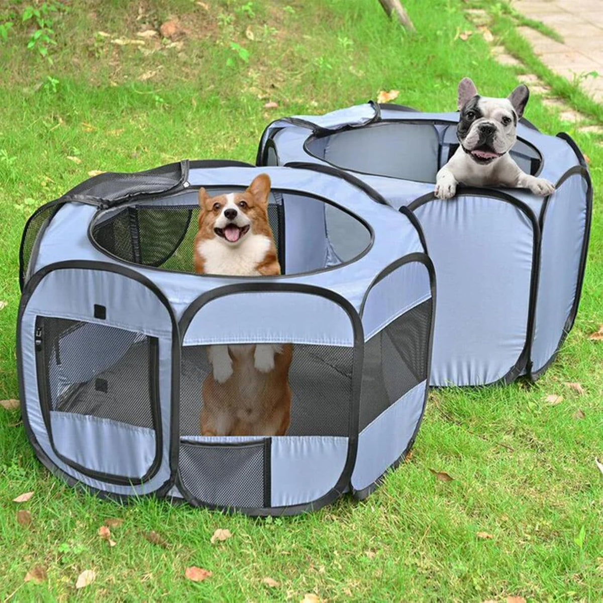 EighteenTek XLarge 2-in-1 Pop up Dog Playpen, Assembly-Free, with Leakproof Pet Pee Pads,Portable Foldable Cat Tent Enclosure Indoor Outdoors Puppy Kittens Small Animals Crates (M, 72" Lx36 Wx24 H)