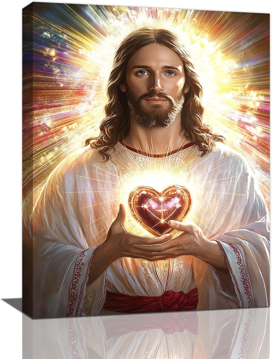 Christian Jesus Wall Art Religion Canvas Wall Decor Prints Framed Painting Jesus Pictures Gifts Artwork for Bathroom Living Dining Church 12"x16"