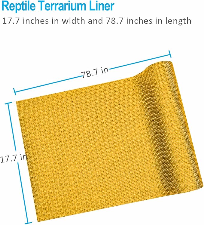 Bearded Dragon Tank Accessories, Reptile Terrarium Liner Substrate for Leopard Gecko, Snake, Lizard and Tortoise, Non-Adhesive Reptile Carpet Bedding for Reptile Tank, Yellow
