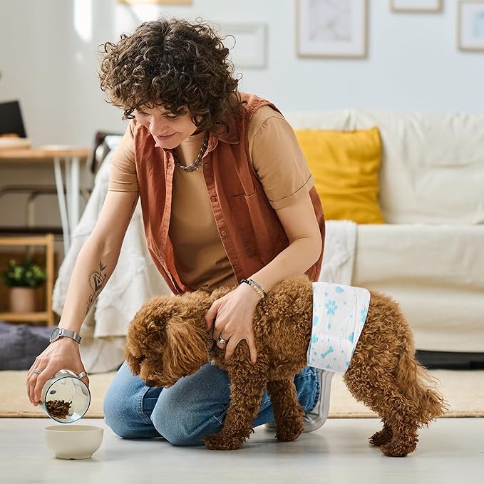 Male Dog Wrap, Disposable Dog Diapers, 40 Count, S (Waist 16.5”-19.7”), Wetness Indicator, Ultra Protection, Leak Proof, Super Absorbent, Soft