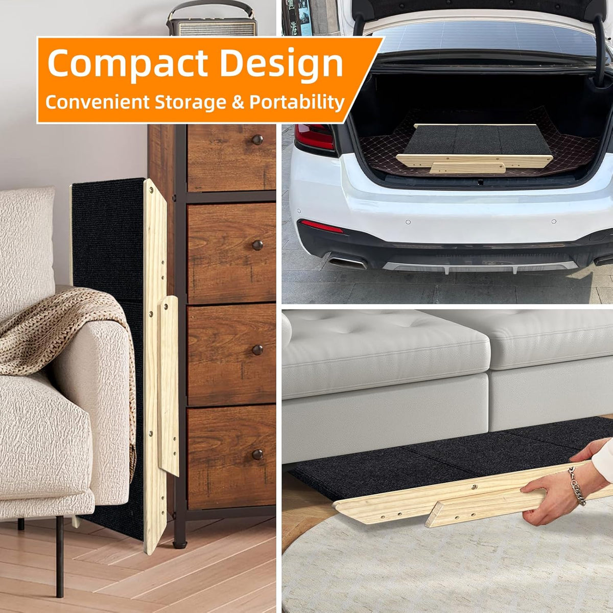 Dog Stairs/Ramp for Bed, Wooden Convertible Pet Steps, Portable Dog Ladder Up to 180 Pound for Elderly/Short-Legged Dogs, 3 Steps for Beds, Couch, Cars