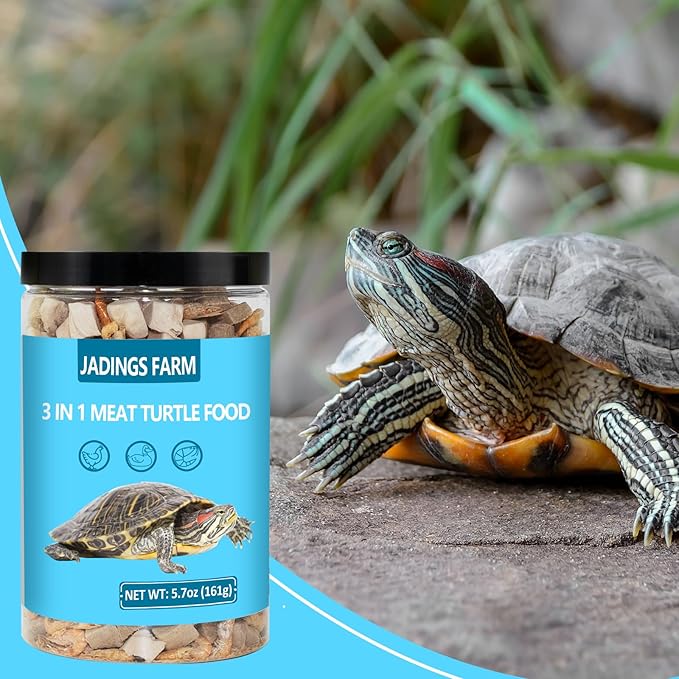 Turtle Food - 5.7 OZ Natural Freeze-Dried Meat - Chicken, Duck, and Shrimp - Healthy Treats for Turtles, Aquatic Turtle, Baby Turtles