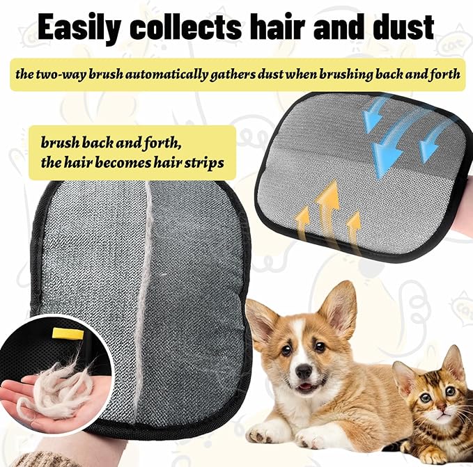Pet Hair Remover, Brush Pet Hair, Pet Hair Removal Glove, Electrostatic Gloves Pet Hair Removal, Upgrade Reusable for Couch Furniture Carpet (3 PCS)