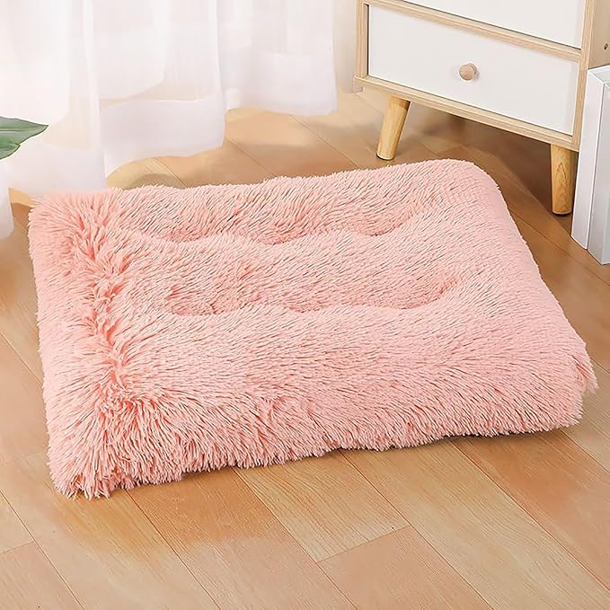 Dog Crate Mat, Dog Bed for Large Dogs, Comfy Fluffy Kennel Pad Anti-Slip for Dog beds & Furniture, Quilted Dog Bed for Pets for Medium/Small Dogs Cats (Color : Pink 2, Size : 36x25)