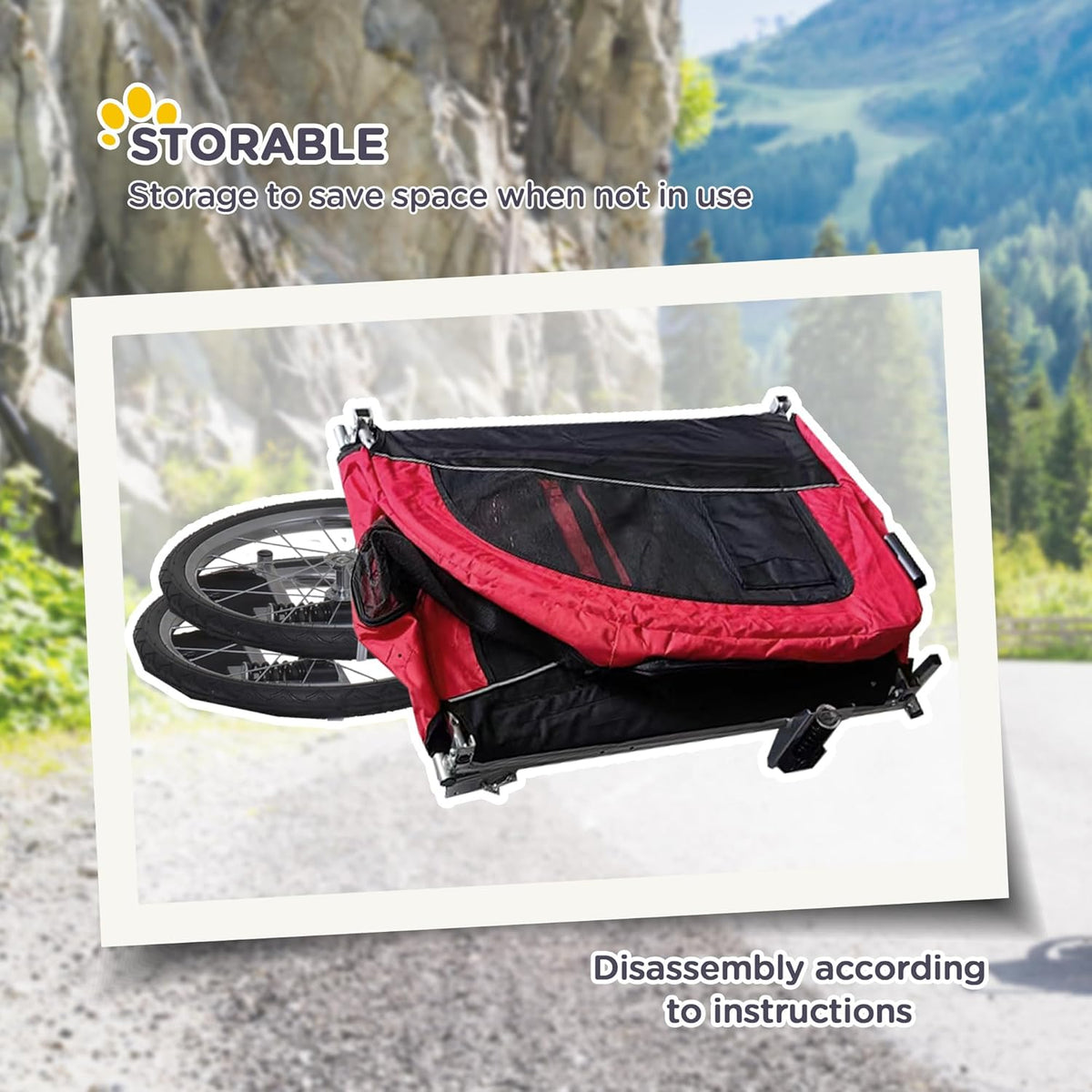 Aosom Dog Bike Trailer 2-in-1 Pet Stroller with Canopy and Storage Pockets