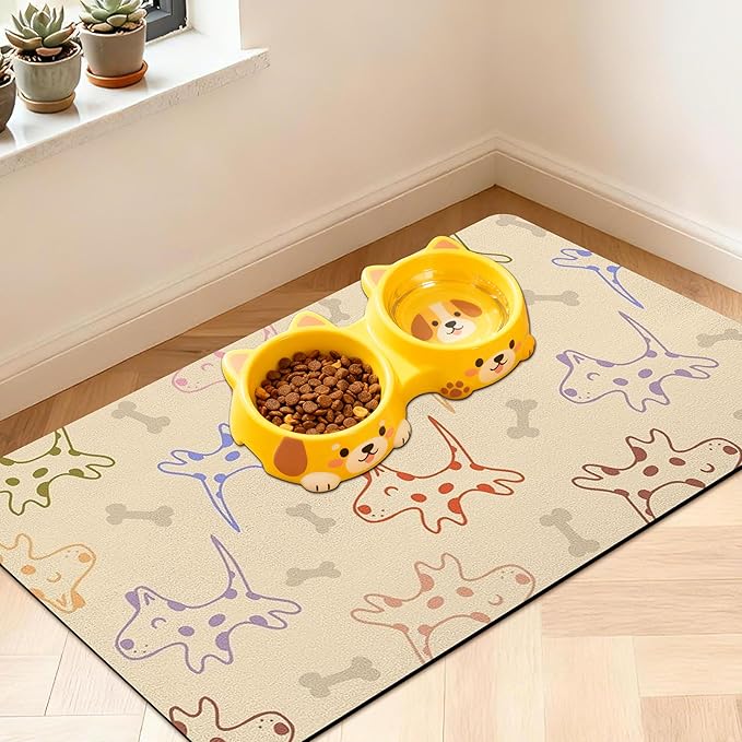 Pet Feeding Mat for Floors Waterproof Dog Mat for Food and Water Absorbent Quick Dry Non Slip mat for Cat Bowls