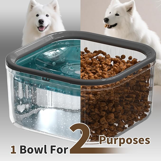 3L Dog Water Bowl No Spill 101oz Large Capacity Spill Proof Slow Drinking Water Feeder No Splash Pet Water Bowl Vehicle Carried Travel Dog Bowl for Sloppy Messy Drinkers Cats(Teal Blue)