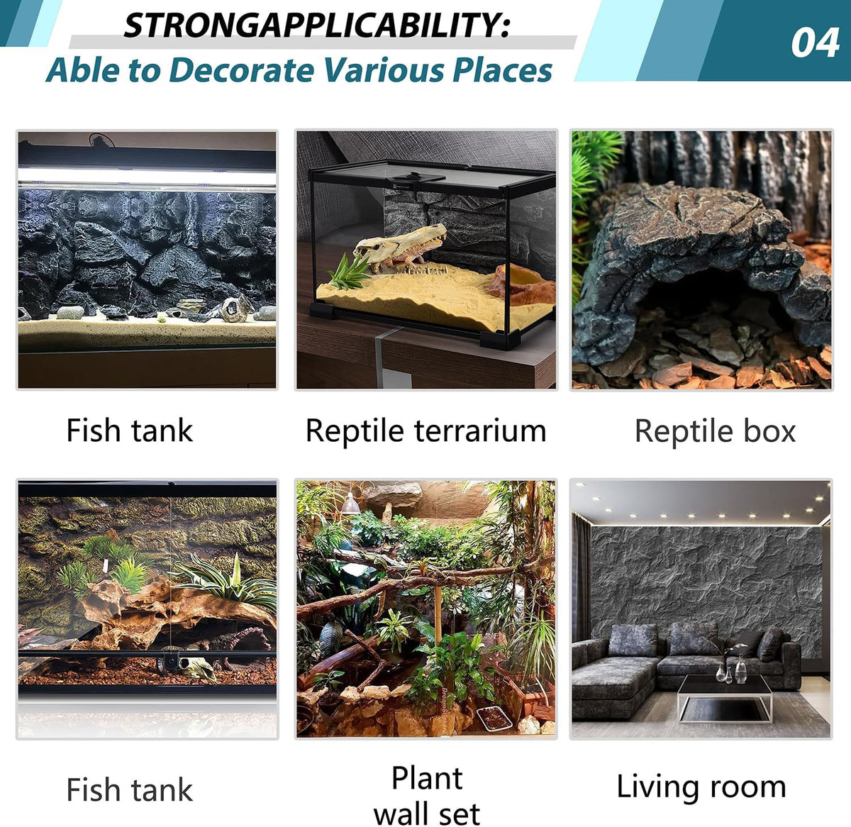 17.7x11.8in Rock Terrarium Background,3D Reptile Tank Background Board,Amphibian Stereo Backdrop Wall,Lizard Snake Gecko Spider Turtle Fish pet silo Background Decorative Panel(Blue)