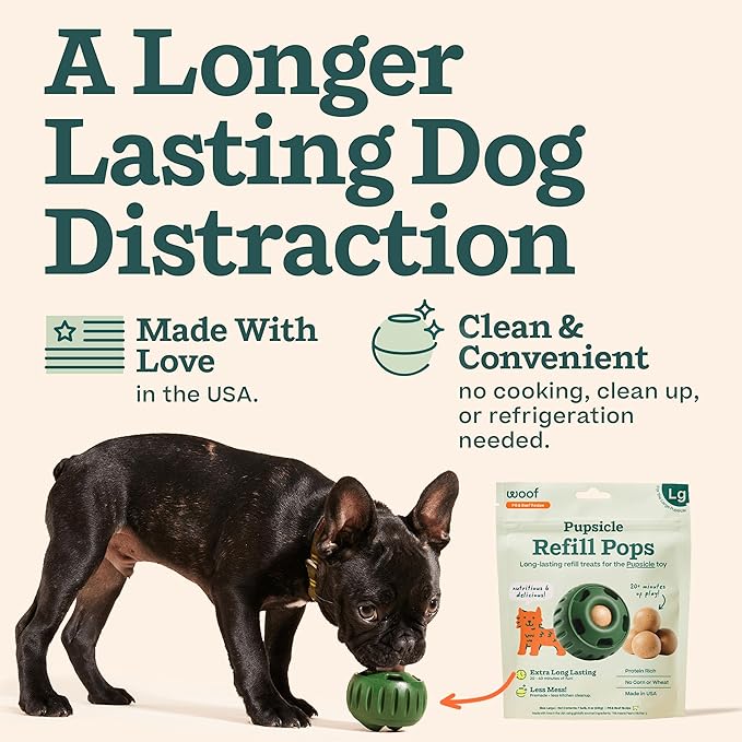 WOOF Pupsicle Refill Pops - Low-Mess Dog Snacks - with Peanut Butter and Beef - Dog Treats - Long Lasting - Large Pops - 7 Count - 2 Pack