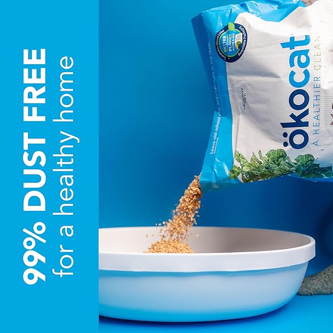 ökocat Original Wood Clumping Cat Litter, Unscented, 12.6 pounds - Natural Ingredients, Stops Odor, Clumps Solid, 99% Dust Free, Great for All Cats