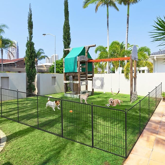 Dog Playpen 40 inch 22 Panels Indoor Outdoor Dog Pen for Large/Medium/Small Dogs Heavy Duty Metal Dog Fence Outdoor for Yard, Puppy Playpen with Door Portable Pet Fence for RV Camping Yard