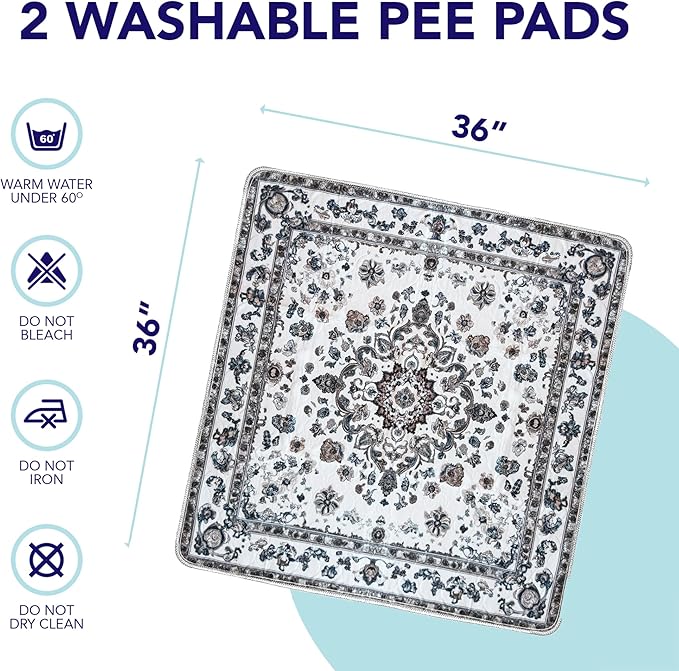 Washable Pee Pads for Dogs - Super Absorbent Reusable Puppy Training Pads - 100% Waterproof, Leak-Proof & Non-Slip Whelping Pads for Pet Housebreaking