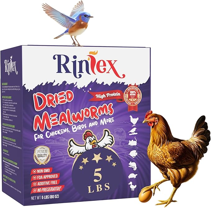 Dried Mealworms 5 lbs - More Protein Than Black Soldier Fly Larvae for Chickens (BSFL) - Wild Bird Seed for Outside Feeders - Woodpecker Food - Parrot Treats - Dried Worms for Chicken