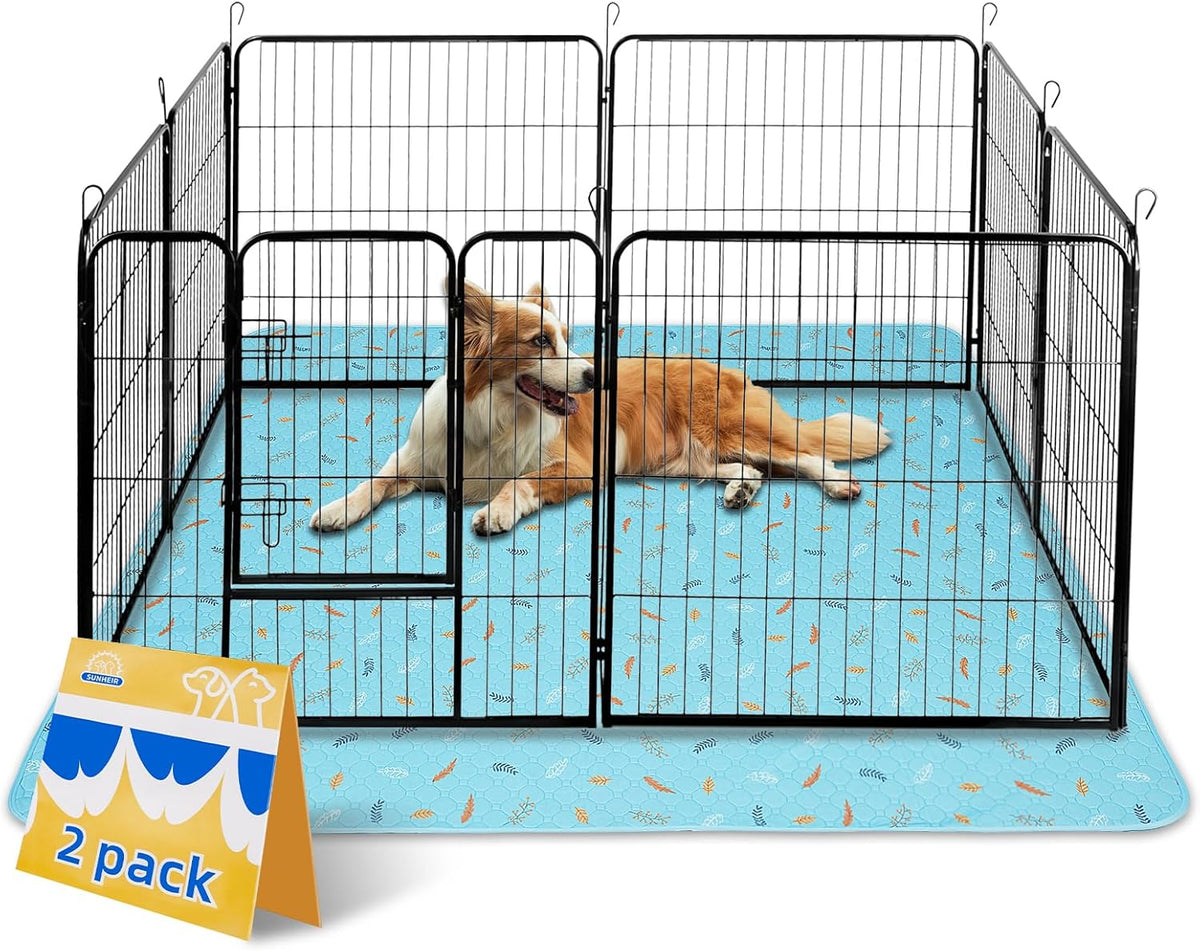 Sunheir Washable Pee Pads for Dogs Extra Large 48" x 60" 2-Pack, Reusable Puppy Pads Pet Training Pads for Dog Playpen Indoor, Waterproof Dog Pee Pads for Puppy Playpen, Whelping Pad - Sky Blue