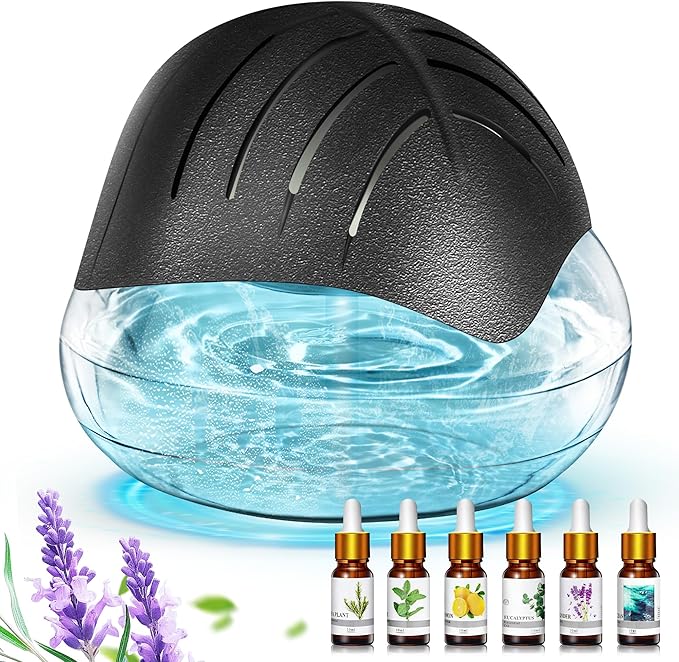 Water Based Air Purifier for Home with Essential Oil Diffuser and Humidifier Function, Rainbow Air Washer with LED Night Light, Freshener for Smoke and Pet Odors, Includes 6x10ml Essential Oils