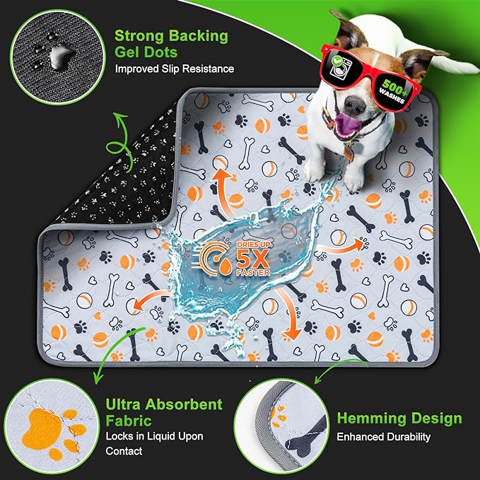 Hompet Dog Grass Pad with Tray Large, 52.7"x30", 2 Reusable Artificial Turf for Dogs Potty, Waterproof Non-Slip Washable Pee Pads, Quickly Absorbency Portable Dog Litter Box for Indoor/Outdoor Use
