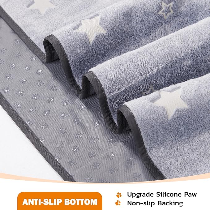 LOOBANI Washable Dog Pads, Fast Absorption Reusable, Waterproof Whelping, Non Slip Pet Playpen Mat for Dogs, Grey 2 Pack 36 x 72 in