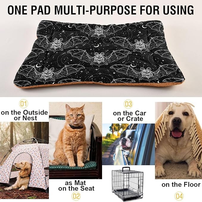 Bat Halloween Pet Bed Cute Dog Bed Mat Absorbing Non Slip Pad Pet Sleeping Mat for Small, Medium, and Large Dogs Puppy Cat 24 in x 18 in