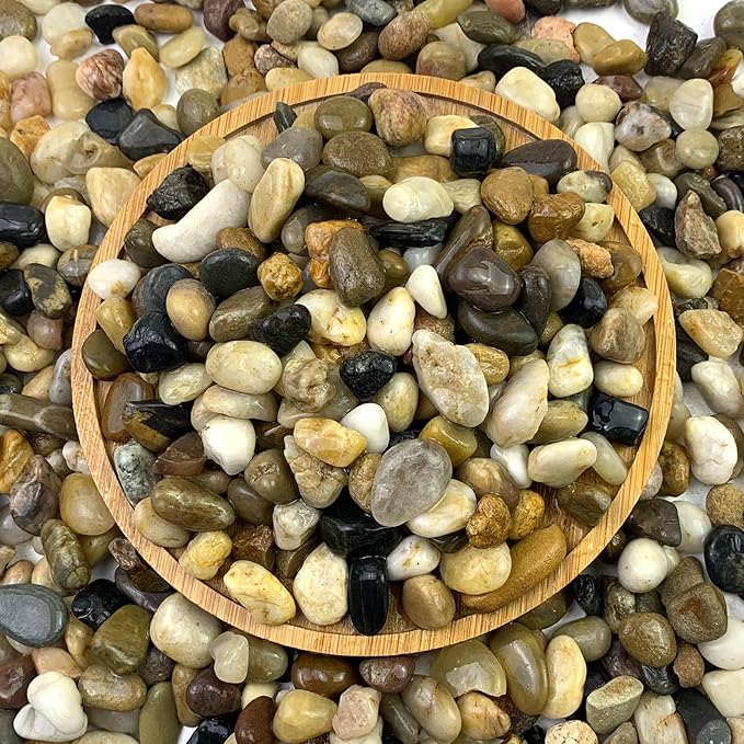 5 lbs Gravel for Fish Tank, 2/5 Inch Mixed Color River Rocks for Aquarium, Vase Fillers, Cactus Bonsai, Plant Soil Cover and Outdoor Garden Landscaping Rocks