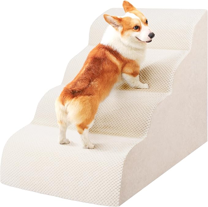 Dog Stairs for Small Dogs, High Density Foam Dog Steps, Extra Wide Non-Slip Pet Ramp for High Beds Or Couch, Soft Doggie Ladder for Dogs Injured, Older Pets, Small Cats