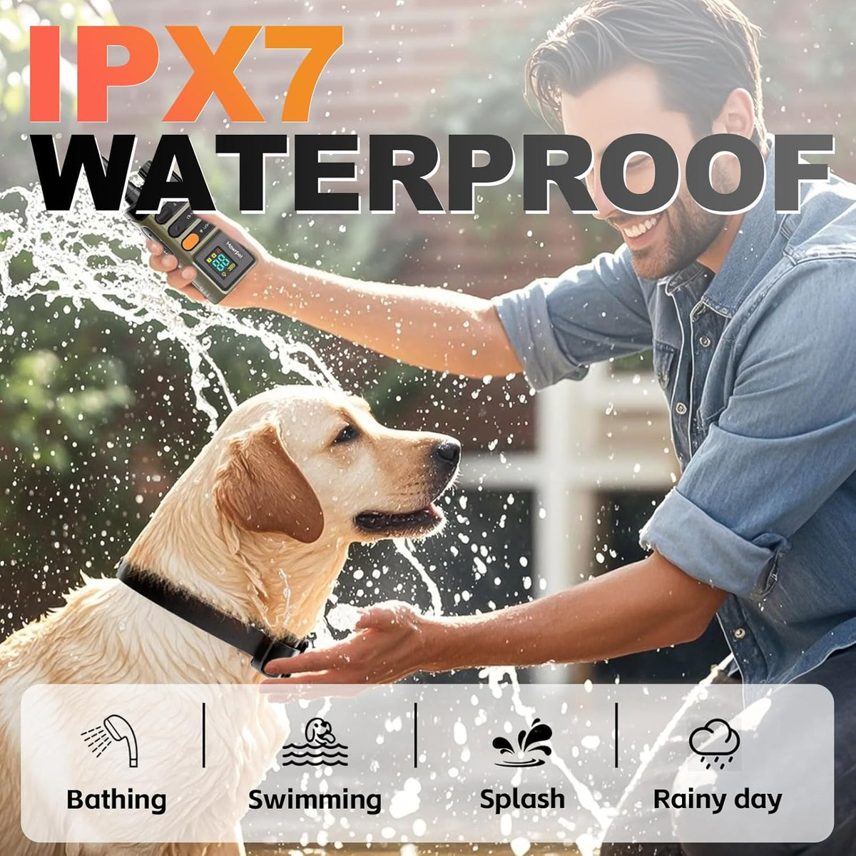 Dog Training Collar with Remote-5200FT, Dog Shock Collar with IPX7 Waterproof, Shock, Vibration, Beep, E-Collar for Dogs Training, Rechargeable, Suitable for All Breeds of 15-120lbs