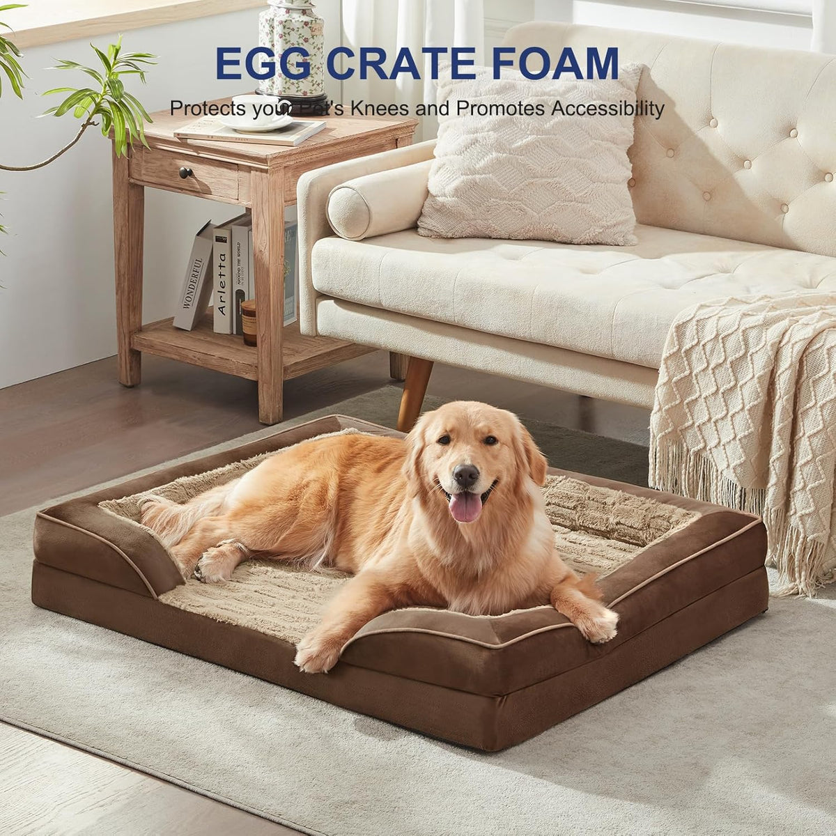 FURTIME Orthopedic Bed for Large Dogs, XL Washable Dog Beds Large Sized Dog, Comfy Supportive Foam Pet Couch Bed with Removable Washable Cover, Waterproof Extra Large Sofa Bed Foam and Nonskid Bottom