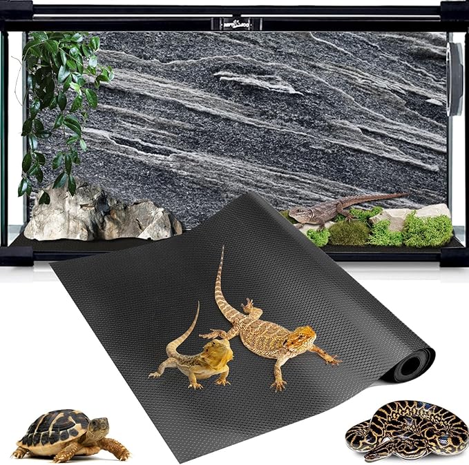 Reptile Mat Liner for 63 Gollon 68 Gollon 70 Gollon 81 Gollon Terrarium, Bearded Dragon Tank liners 20" Wide, Substrate flooring for Reptile Enclosure, Reptile Bedding Carpet for Leopard Gecko, Black