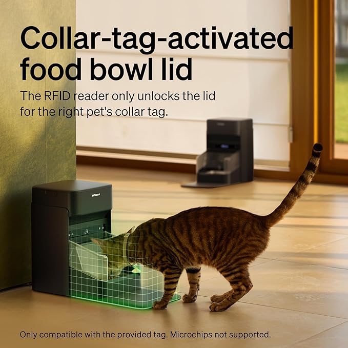 PETLIBRO RFID Cat Feeders for 2 Cats, Collar Sensor for Personalized Meals, Cats Recognition, Diet Tracking and Anti-Stealing for Multi-Pets Homes and Different Diets, Automatic Pet Feeder (Pack of 2)