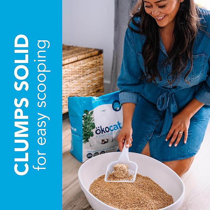 ökocat Original Wood Clumping Cat Litter, Unscented, 18.8 pounds - Natural Ingredients, Stops Odor, Clumps Solid, 99% Dust Free, Great for All Cats