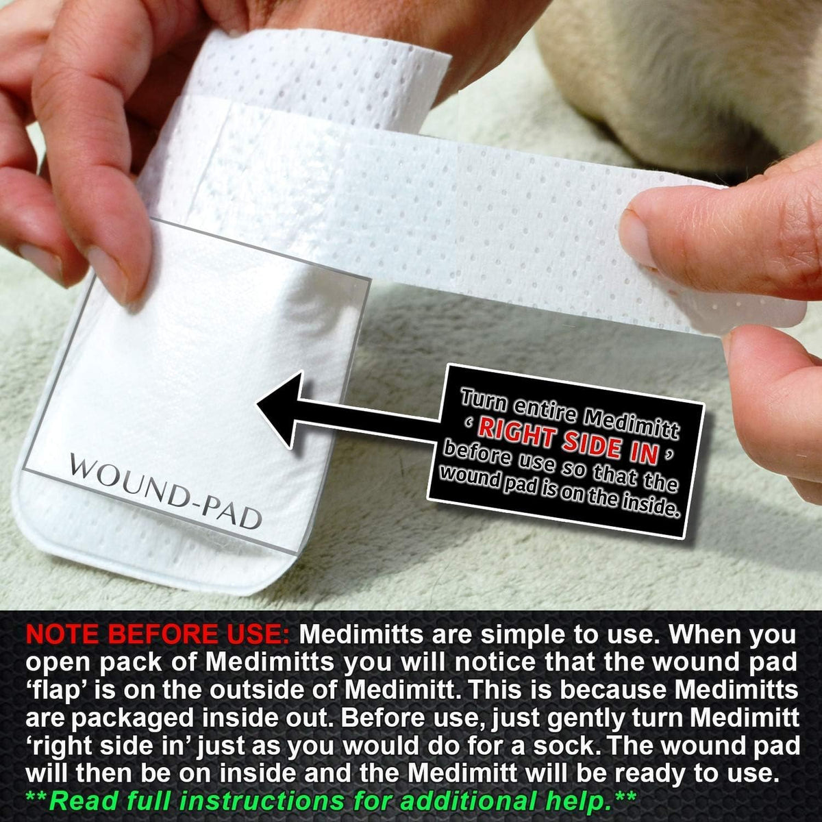 Medimitt Paw Bandages for Dogs, Cats and Pets – Stretchy Medical Booties, First Aid for Paws – Non Slip, Non Adhesive, Breathable, Disposable, Washable, Adjustable Strap, Value Pack (Medium 20-Pack)