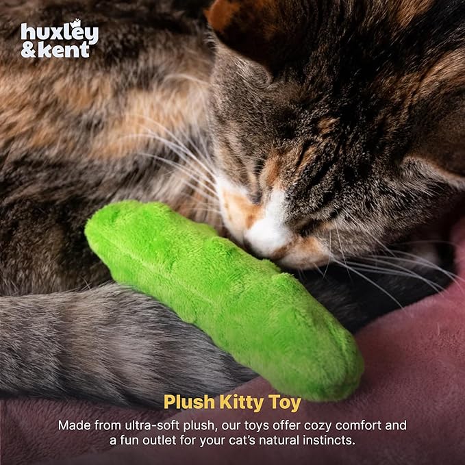 Huxley & Kent Plush Cat Toy - Interactive Catnip Toy for Cats & Kittens - Soft with Crinkle & Catnip - Fun Indoor Play - Pickle