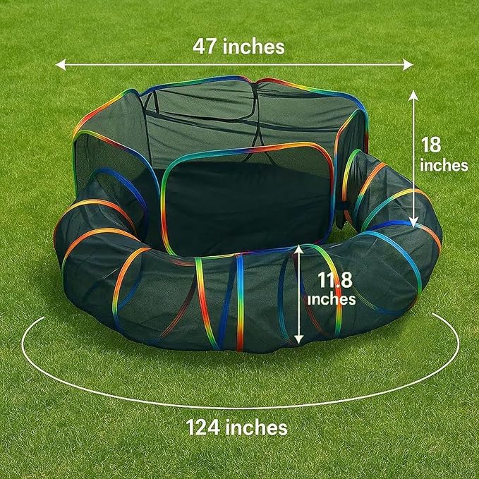 LUCKITTY Portable Cat Enclosure - 2-in-1 Outdoor Catio with Tent & Tunnel, Foldable Playpen for Indoor Cats, Includes Storage Bag for Cats & Small Animals Rainbow Color