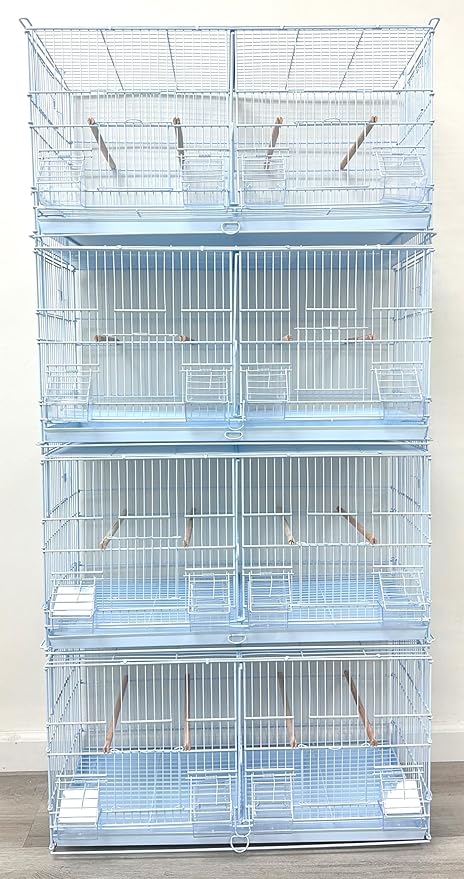 White Stackable Breeder Bird Flight Cage Side Breeding Nest Box Door with Removable Divider (White, 26.5"x11"x15"H Lot-4)