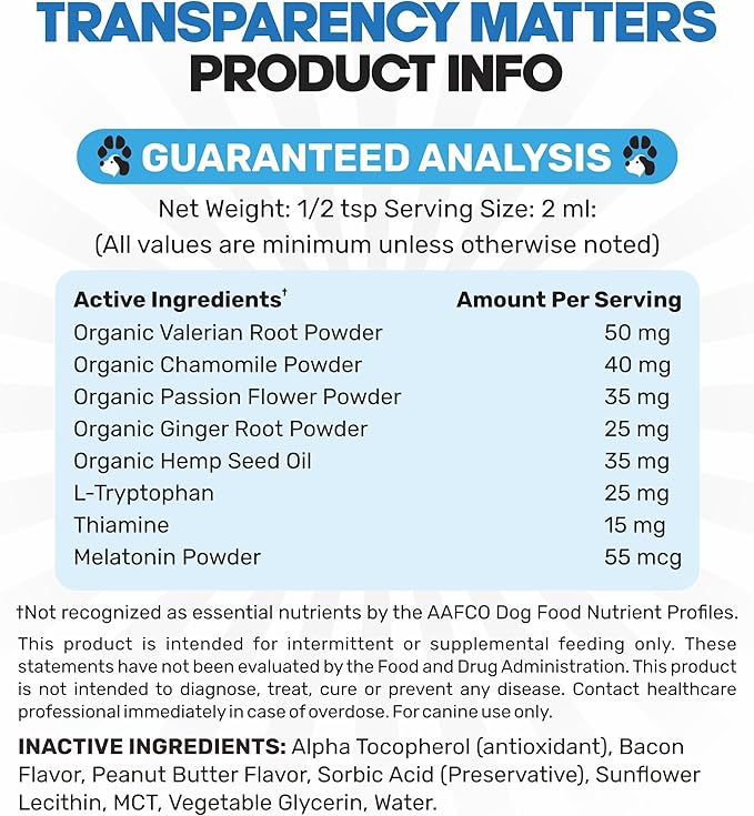 Dog Anxiety Relief - Faster Absorption Than Hemp Calming Chews for Dogs - Dog Calming Chews Alternative - Hemp Oil and Melatonin for Dogs - Liquid Dog Calming Treats for Thunder, Fireworks, Sleep Aid