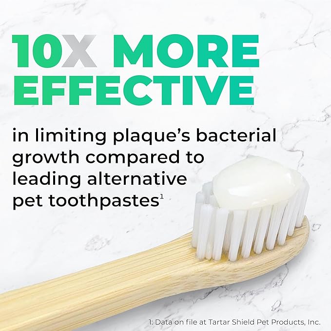 Tartar Shield Pro Care – Natural Enzymatic Pet Toothpaste Kit – Protects Against Plaque & Tartar - Freshens Breath & Removes Stains – Cleans Teeth and Gums – for Dogs & Cats - Coconut Flavor, 3 Oz.