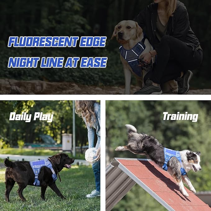 AUROTH Tactical Dog Harness for Large Dogs No Pull Adjustable Pet Harness Reflective K15 Working Training Easy Control Pet Vest Military Service Dog Harnesses
