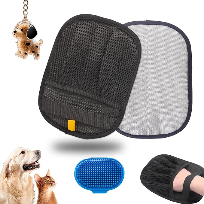 1PC Pet Hair Removal Glove,Electrostatic Gloves Pet Hair,Reusable Cat & Dog Hair Remover for Couch,Furniture,Carpet,Curtain,Carpet Car Seat,Pet Memorial Gifts for Dogs,dog hair collector keychain