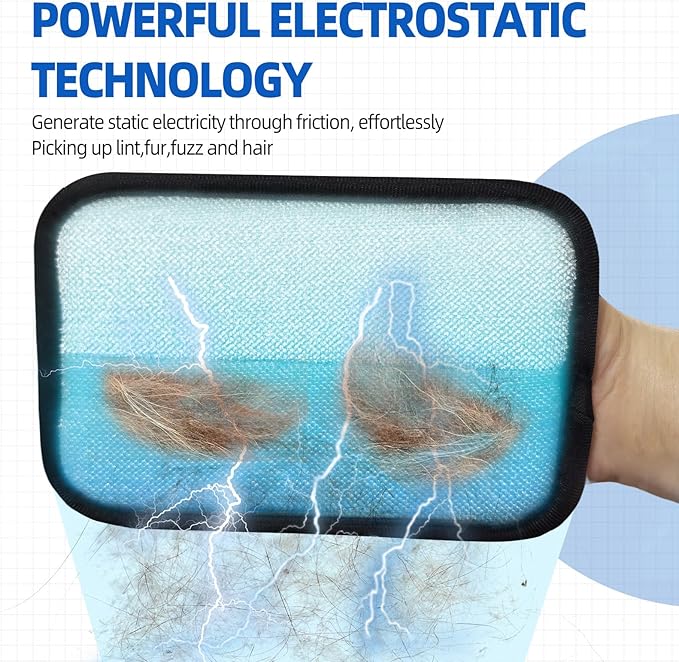 Reusable Electrostatic Pet Hair Remover Gloves – Double-Sided Grooming & Deshedding Gloves for Cats & Dogs, Pet Fur Removal for Furniture, Carpet, Couch & Clothing-1 PCS