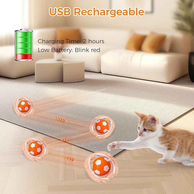 VIWIK Cat Toys for Bored Indoor Adult Cats, Interactive Automatic Motion Activated Kitten Ball Toy, Hide and Seek Mouse Catching Game, Low Noise Fast Rolling Ball in 4 Holes Play Mat