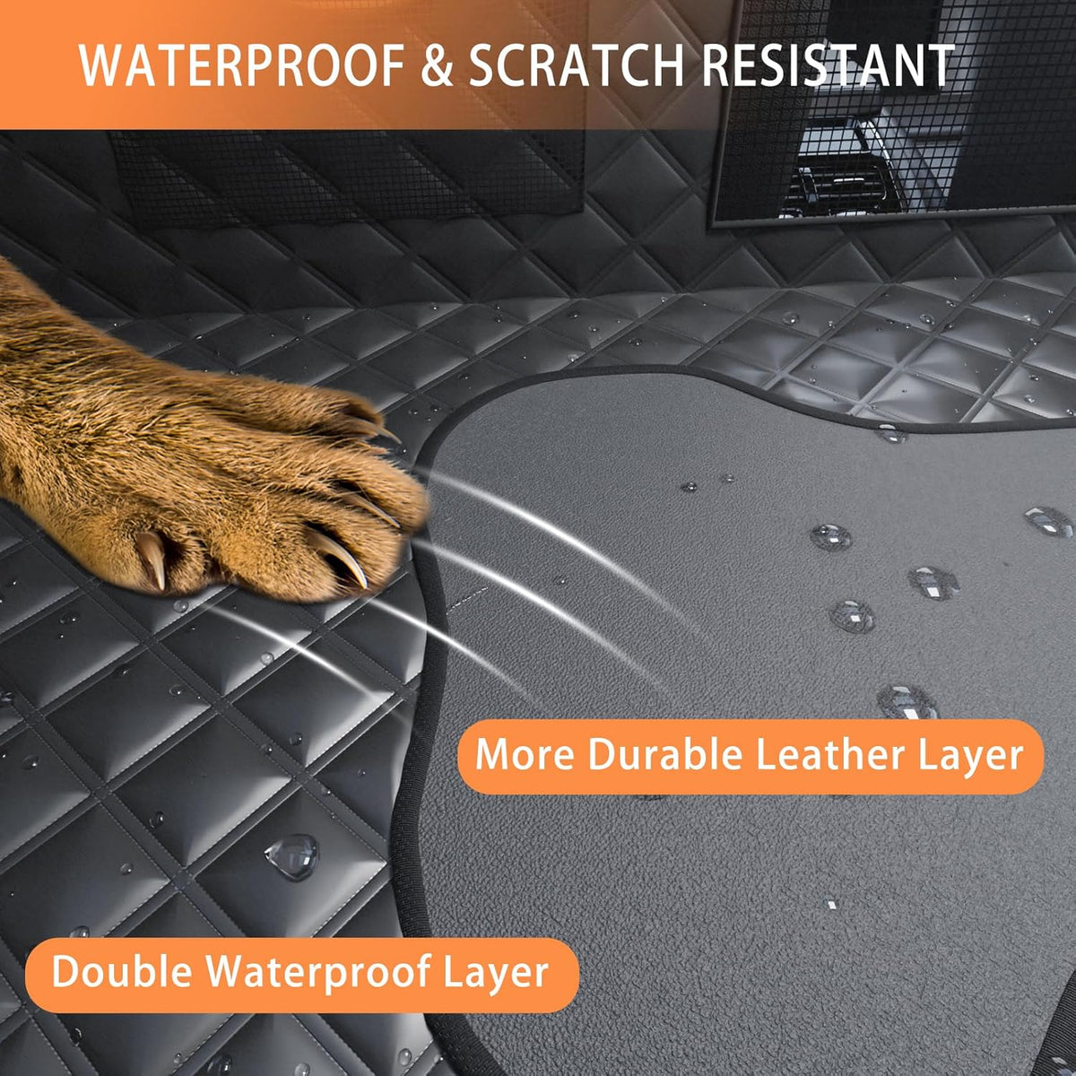 Dog Car Seat Cover Back Seats Protector, Backseat Extender Hard Bottom Rear Seat Pet Cover for Dogs, Waterproof Carseat Covers Dog Hammock Travel Accessories for Car,SUV,Truck