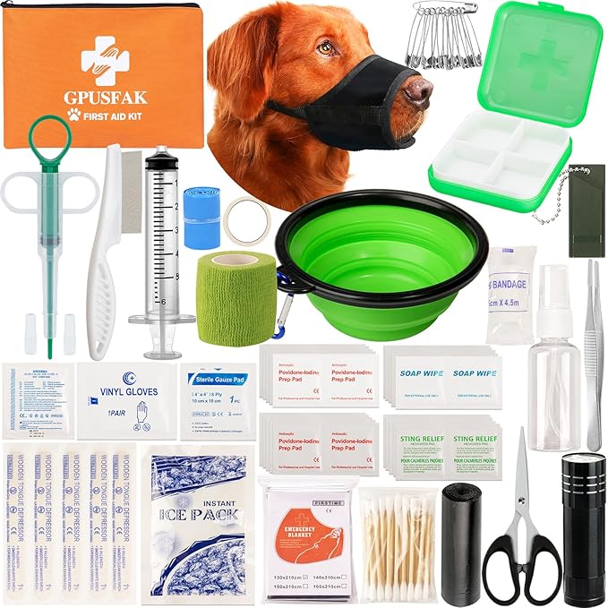 Dog First Aid Kit - Pet First Aid Kit for Dogs Pet Emergency Kit with Pets First Aid Supplies for Home Camping Hiking Traveling