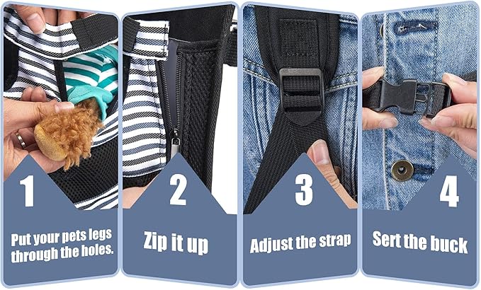 Dog Front Carrier Backpacks for Small Dogs, Legs Out Pet Carrier Sling Backpack with Adjustable Padded Ventilated Shoulder Straps, Easy-Fit for Traveling Hiking Camping,Medium