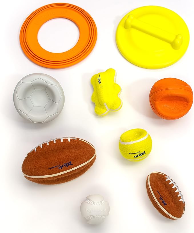 Nylabone Power Play Gripz Felt Basketball Rubber Fetch Toy, Squeaky Ball for Dogs, Medium (1 Count)
