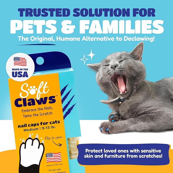 Soft Claws Safe Scratch-Free Solution for Cats - CLS (Cleat Lock System), Size: Medium, Color: Purple