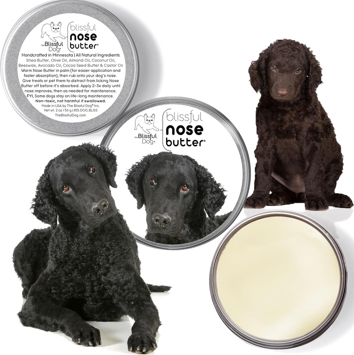 The Blissful Dog Curly-Coat Retriever Unscented Nose Butter, 8-Ounce