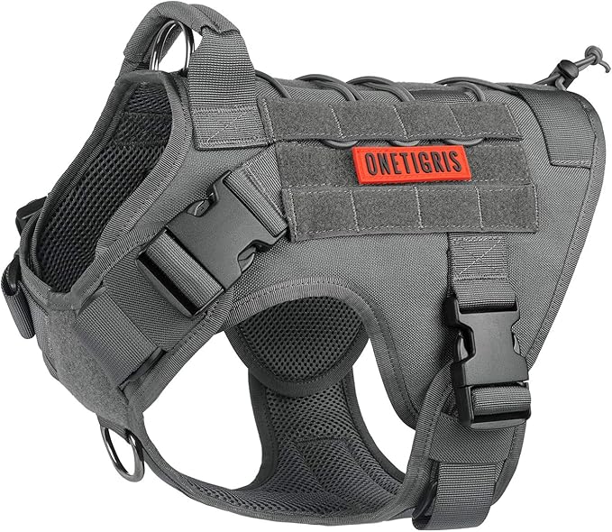 Tactical Dog Training Vest No Pull Harness for Dogs,Adjustable Dog Hiking Harness Working Vest(Grey,M)