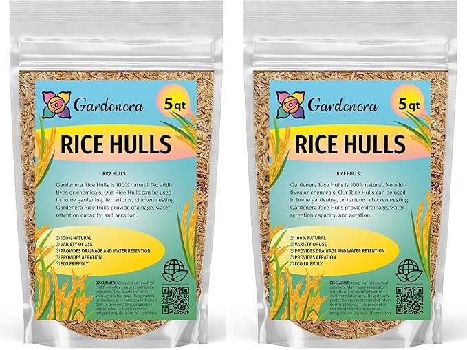 Sustainable Gardening Made Easy: Gardenera Rice Hulls - Harness The Power of Natural Mulch and Plant Protection - 10 QUARTS