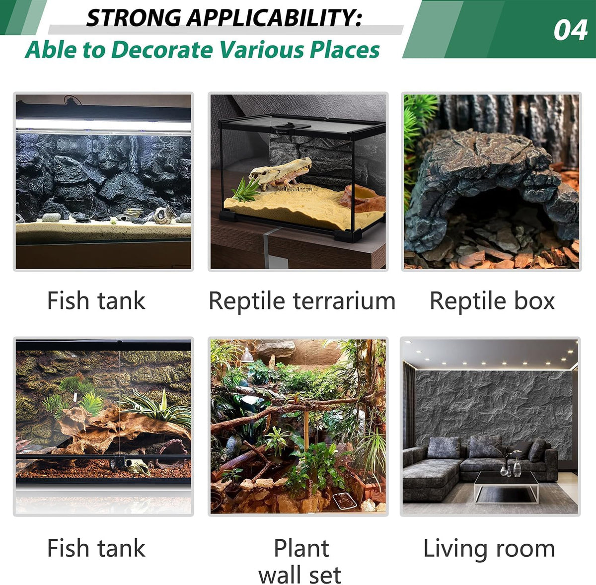 17.7x11.8in Rock Terrarium Background,3D Reptile Tank Background Board,Amphibian Stereo Backdrop Wall,Lizard Snake Gecko Spider Turtle Fish pet silo Background Decorative Panel(Grey)