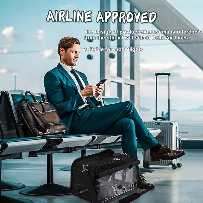 Suertree Bird Carrier Airline Approved, Bird Travel Cage with Indestructible Stainless Steel Mesh, Bird Travel Bag Lightweight and Portable with Water Bottle and Bowl