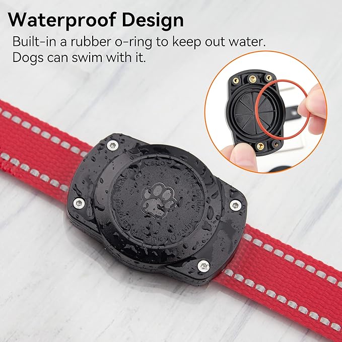 IPX8 Waterproof Dog Collar Holder for Airtag [Metal Back Plate] Ultra-Durable Dog & Cat Collars Mount for AirTag, Suitable for All Widths of Collars (1 Pack)